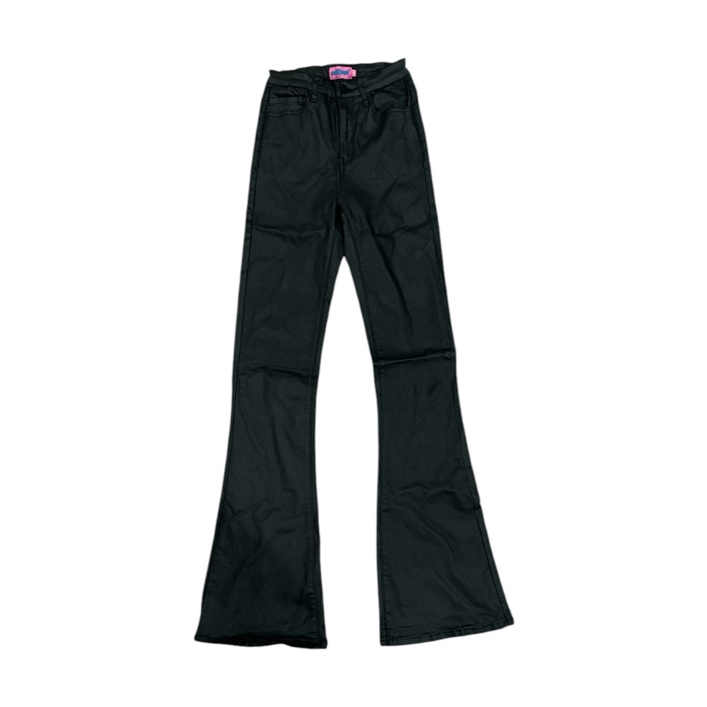 Edikted black leather flare pants